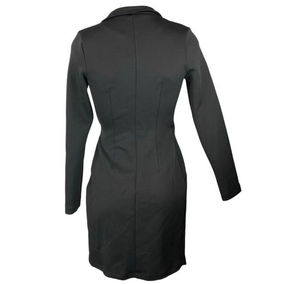 NEW ASOS Black White Colorblock Long Sleeve Collared Belted Mini Blazer Dress 0 - Picture 3 of 4